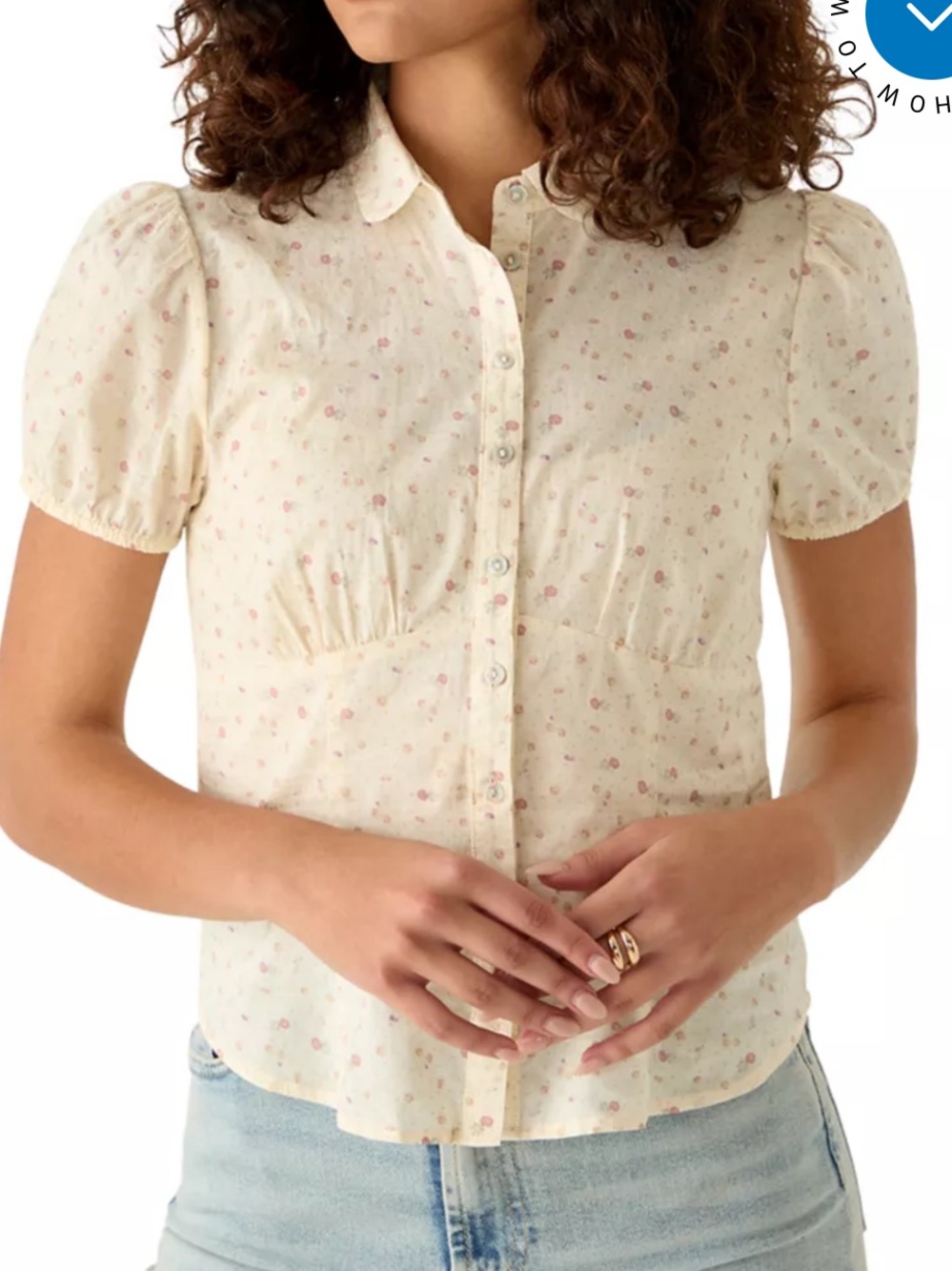 lucky brand button down floral blouse